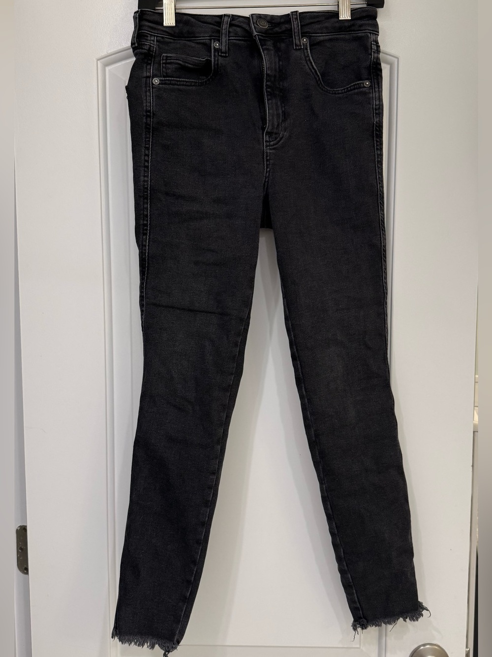 We The Free Faded Black Skinny Jeans with Frayed Hem